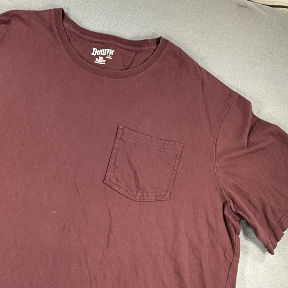 Duluth 3XL Relaxed Fit Long Tail Maroon Pocket T-shirt Crew Neck Basic Cotton